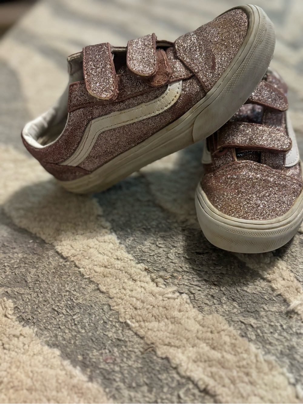 Vans Kids Glitter Velcro Sneakers - Rose